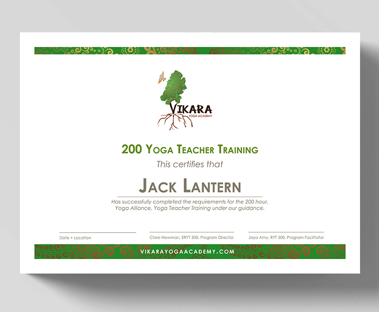Vikara Yoga Academy Certificate